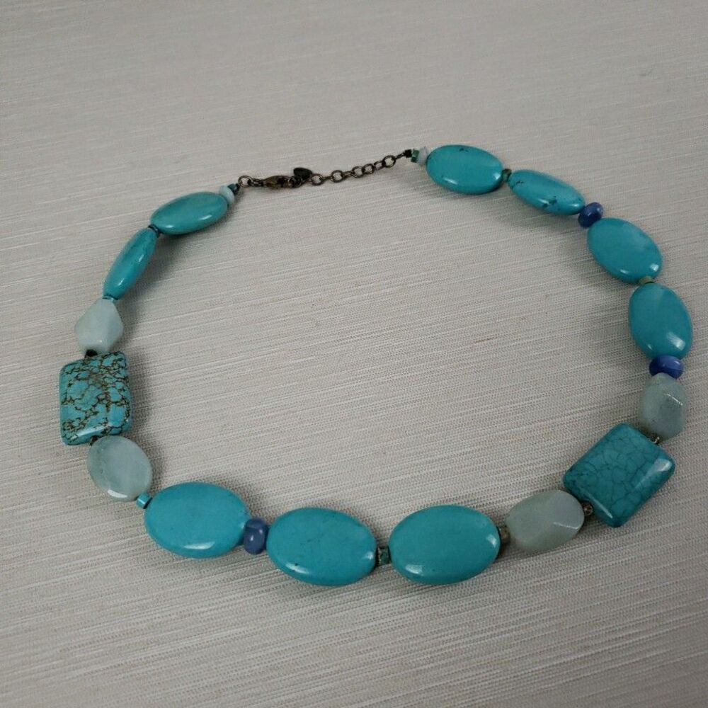 Tica Rosa Turquoise Howlite Amazonite Multi-Stone Necklace 17" Sterling .925 - Picture 16 of 16